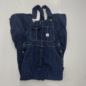 Vintage 60s Pointer Dark Wash Denim Workwear Overalls 34x29